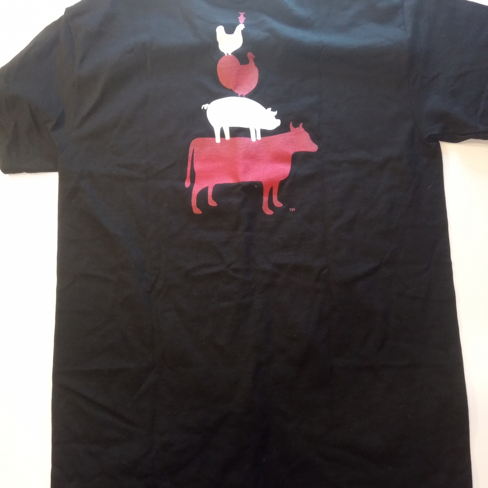 Stacked Farm Animals Graphic Tee - Black with Red & White Print